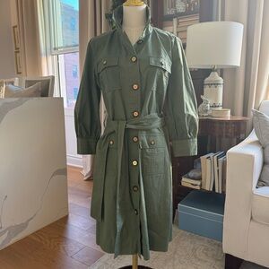 Tory Burch Shirt Dress Safari Green 6